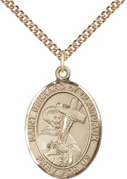 [7233GF/24GF] 14kt Gold Filled Saint Bernard of Clairvaux Pendant on a 24 inch Gold Filled Heavy Curb chain