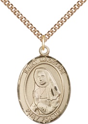 [7236GF/24GF] 14kt Gold Filled Saint Madeline Sophie Barat Pendant on a 24 inch Gold Filled Heavy Curb chain