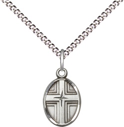 [0977SS/18S] Sterling Silver Cross Pendant on a 18 inch Light Rhodium Light Curb chain