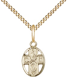 [0980GF/18G] 14kt Gold Filled 5-Way Pendant on a 18 inch Gold Plate Light Curb chain