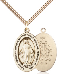 [11078GF/24GF] 14kt Gold Filled Miraculous Pendant on a 24 inch Gold Filled Heavy Curb chain
