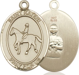 [8182KT] 14kt Gold Saint Kateri Equestrian Medal