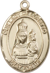 [7082KT] 14kt Gold Our Lady of Loretto Medal
