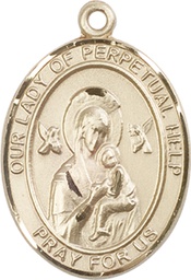 [7222KT] 14kt Gold Our Lady of Perpetual Help Medal