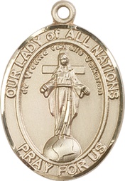 [7242KT] 14kt Gold Our Lady of All Nations Medal
