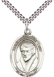 [7393SS/24S] Sterling Silver Saint Peter Canisius Pendant on a 24 inch Light Rhodium Heavy Curb chain