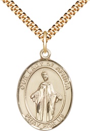 [7269GF/24G] 14kt Gold Filled Our Lady of Africa Pendant on a 24 inch Gold Plate Heavy Curb chain