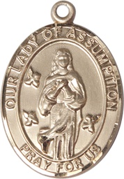 [7388KT] 14kt Gold Our Lady of Assumption Medal