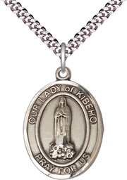 [7414SS/24S] Sterling Silver Our Lady of Kibeho Pendant on a 24 inch Light Rhodium Heavy Curb chain
