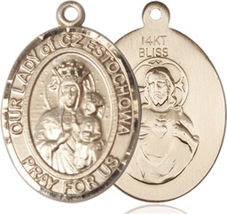 [7421KT] 14kt Gold Our Lady of Czestochowa Medal