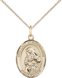 [8087GF/18GF] 14kt Gold Filled Our Lady of Providence Pendant on a 18 inch Gold Filled Light Curb chain