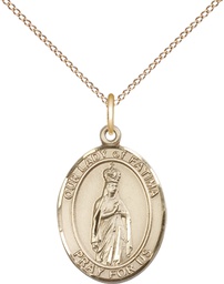 [8205GF/18GF] 14kt Gold Filled Our Lady of Fatima Pendant on a 18 inch Gold Filled Light Curb chain