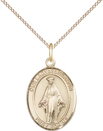 [8229GF/18GF] 14kt Gold Filled Our Lady of Lebanon Pendant on a 18 inch Gold Filled Light Curb chain