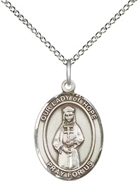 [8230SS/18SS] Sterling Silver Our Lady of Hope Pendant on a 18 inch Sterling Silver Light Curb chain