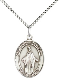 [8269SS/18SS] Sterling Silver Our Lady of Africa Pendant on a 18 inch Sterling Silver Light Curb chain