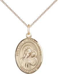 [8287GF/18GF] 14kt Gold Filled Our Lady of Good Counsel Pendant on a 18 inch Gold Filled Light Curb chain