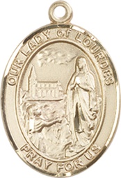 [8288KT] 14kt Gold Our Lady of Lourdes Medal