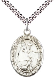 [7401SS/24S] Sterling Silver Jeanne Chezard de Matel Pendant on a 24 inch Light Rhodium Heavy Curb chain