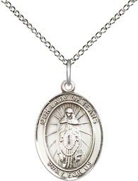 [8346SS/18SS] Sterling Silver Our Lady of Tears Pendant on a 18 inch Sterling Silver Light Curb chain