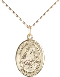 [8347GF/18GF] 14kt Gold Filled Our Lady of Grapes Pendant on a 18 inch Gold Filled Light Curb chain