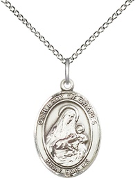 [8347SS/18SS] Sterling Silver Our Lady of Grapes Pendant on a 18 inch Sterling Silver Light Curb chain
