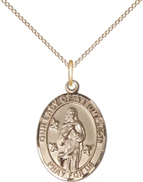 [8388GF/18GF] 14kt Gold Filled Our Lady of Assumption Pendant on a 18 inch Gold Filled Light Curb chain