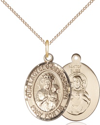 [8421GF/18GF] 14kt Gold Filled Our Lady of Czestochowa Pendant on a 18 inch Gold Filled Light Curb chain