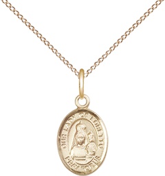 [9082GF/18GF] 14kt Gold Filled Our Lady of Loretto Pendant on a 18 inch Gold Filled Light Curb chain
