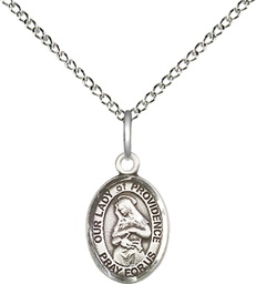 [9087SS/18SS] Sterling Silver Our Lady of Providence Pendant on a 18 inch Sterling Silver Light Curb chain