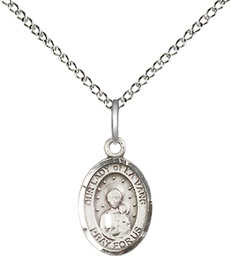 [9115SS/18SS] Sterling Silver Our Lady of la Vang Pendant on a 18 inch Sterling Silver Light Curb chain