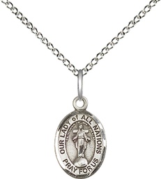 [9242SS/18SS] Sterling Silver Our Lady of All Nations Pendant on a 18 inch Sterling Silver Light Curb chain