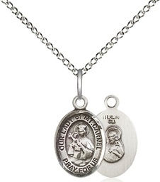 [9243SS/18SS] Sterling Silver Our Lady of Mount Carmel Pendant on a 18 inch Sterling Silver Light Curb chain