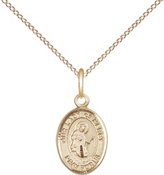 [9289GF/18GF] 14kt Gold Filled Our Lady of Mercy Pendant on a 18 inch Gold Filled Light Curb chain