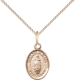 [9346GF/18GF] 14kt Gold Filled Our Lady of Tears Pendant on a 18 inch Gold Filled Light Curb chain