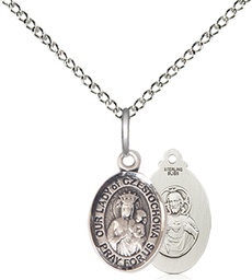 [9421SS/18SS] Sterling Silver Our Lady of Czestochowa Pendant on a 18 inch Sterling Silver Light Curb chain