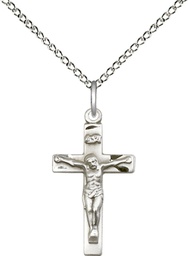 [0001SS/18SS] Sterling Silver Crucifix Pendant on a 18 inch Sterling Silver Light Curb chain