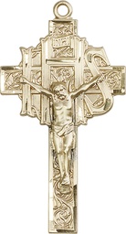 [0100KT] 14kt Gold Crucifix Medal
