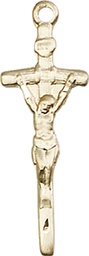 [0563KT] 14kt Gold Papal Crucifix Medal