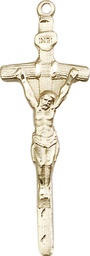 [0564KT] 14kt Gold Papal Crucifix Medal