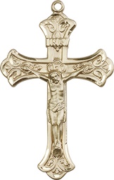 [0642KT] 14kt Gold Crucifix Medal