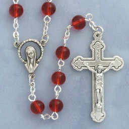 [967/RD] Rosary Glass Red 6mm Round