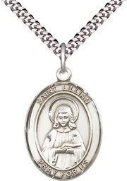 [7226SS/24S] Sterling Silver Saint Lillian Pendant on a 24 inch Light Rhodium Heavy Curb chain