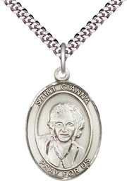 [7322SS/24S] Sterling Silver Saint Gianna Pendant on a 24 inch Light Rhodium Heavy Curb chain