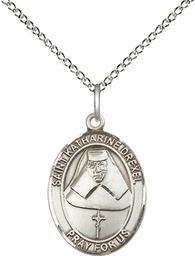 [8015SS/18SS] Sterling Silver Saint Katharine Drexel Pendant on a 18 inch Sterling Silver Light Curb chain