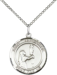 [8017RDSS/18SS] Sterling Silver Saint Bernadette Pendant on a 18 inch Sterling Silver Light Curb chain