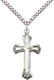[6013SS/24SS] Sterling Silver Cross Pendant on a 24 inch Sterling Silver Heavy Curb chain