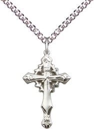 [6019SS/24SS] Sterling Silver Cross Pendant on a 24 inch Sterling Silver Heavy Curb chain