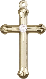 [6022KT-STN4] 14kt Gold Cross Medal with a 3mm Crystal Swarovski stone