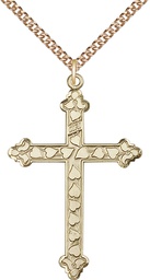 [6033GF/24GF] 14kt Gold Filled Heart Cross Pendant on a 24 inch Gold Filled Heavy Curb chain