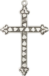 [6033SS] Sterling Silver Heart Cross Medal